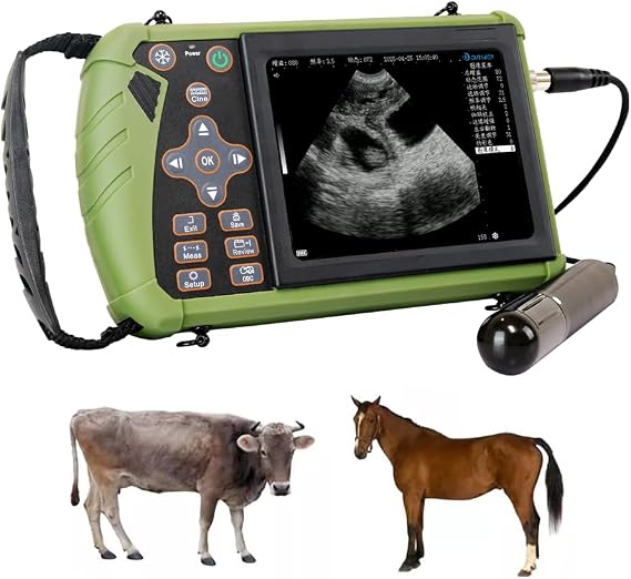 Rectal & Convex Dual-Use Probe Veterinary Ultrasound Machine for Cattle and Horse, Portable Handheld Vet Scanner for Pregnancy and Reproduction Check on Farm(One Probe, Two uses)