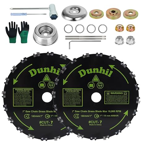 Dunhil Brush Cutter Blade for Weed Eater, Cutter, Trimmer with 2 Set Adapter Kits (2 Pack 7 inch)