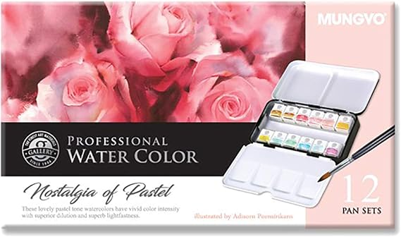 Mungyo Professional Solid Water Colors 12 Pan Colors Pastel Tone