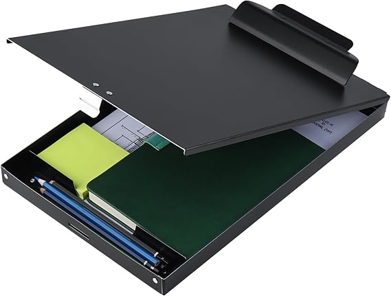 ZCZN Recycled Aluminum Storage Clipboard, Clipboard Box, Form Holder, Suitable for School, Office, Jobsite or Medical Staff, 9.25 x 13.78 Inches, Black