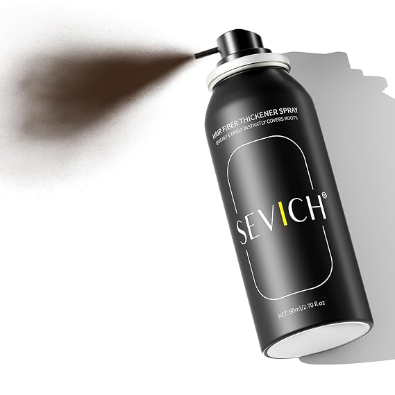 Sevich Hair Fiber Spray for Thinning Hair - Hair Building Fibers Instant Thickening for Men & Women, Waterproof & Sweatproof Root Touch Up Spray, Travel Size 80ml (Dark Brown)