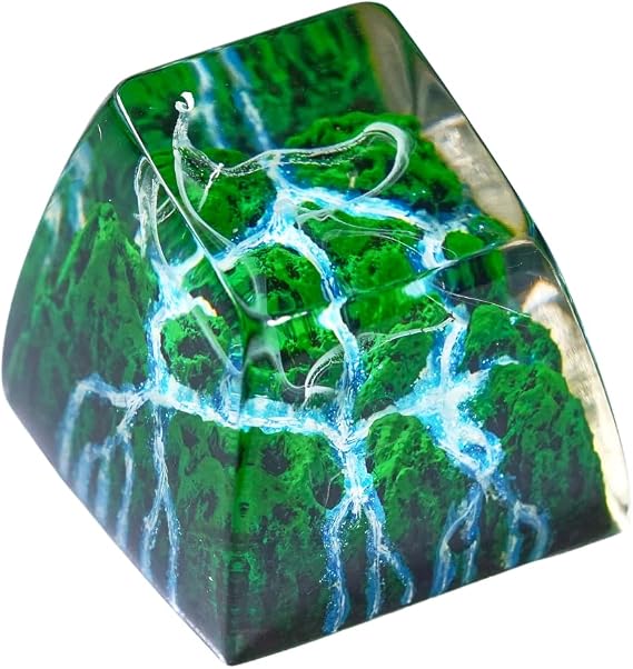 Mountain Forest with Waterfall Artisan Keycap, 1U ESC, R1 SA Profile, Custom Handmade Resin Key Cap for Cherry MX Mechanical Keyboard, Cool Tech Gift for Men, Dad, Gamers and Nature Lover