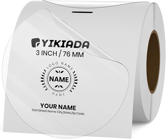 Transparent Round Thermal Labels 3 Inch Waterproof Stickers 200 PCS