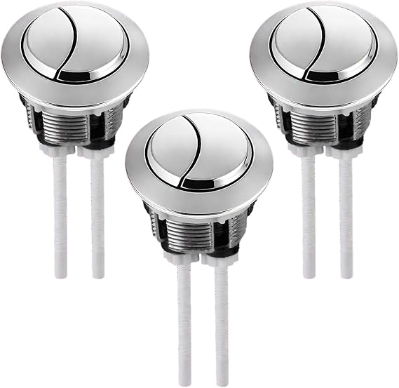 3Pcs 38mm Toilet Push Button Flush Replacement, Dual Flush Cistern Valve Toilet Button, Round Head Toilets Flush Button Replacement Accessories for Bathroom Toilets Water Tank Repair