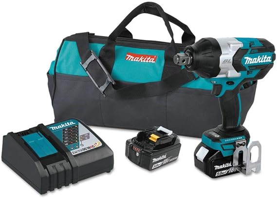 Makita XWT07T 18V LXT Lithium-Ion Brushless Cordless High-Torque 3/4" Sq. Drive Impact Wrench Kit w/Friction Ring Anvil (5.0Ah)