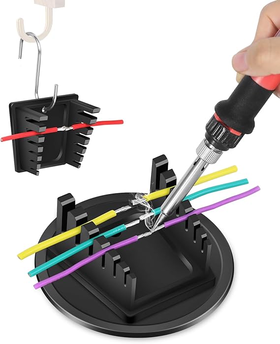 Upgraded Aluminum Alloy Magnetic Helping Hands Soldering Station with Base - Third Hand Soldering Stand, Soldering Wire Holder with 6 Slots for 28AWG to 12AWG Wires(Only 1Pcs Stand)