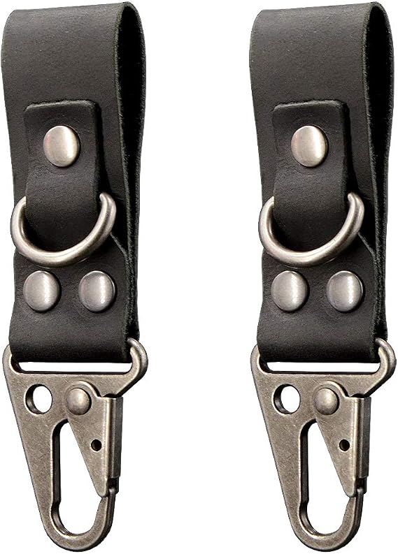 diodrio EDC Leather Strap Keychain Holder, Heavy Duty Belt Clip Key Ring Fob Holder. 2 per Pack.