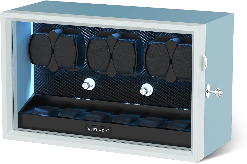 XTELARY Lockable Automatic Watch Winder - 4/6/8/12 Watch Storage, 4 Rotation Modes, Quiet Motor, Backlight