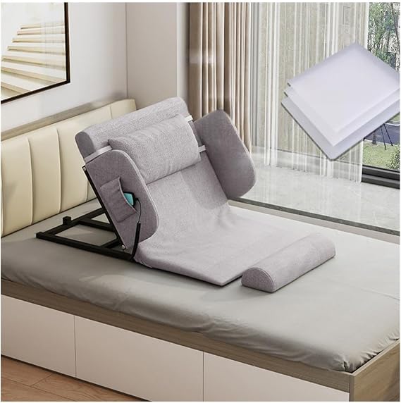 Electric Bed Backrest Electric Backrest Lifter for Elderly Home Bed Automatic Elevating Mattress Nursing Wake Up Assistant Angle Adjustable 2°-80° Electric Lift Bed Elderly Removable Mattress