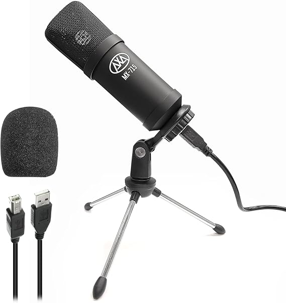 AxcessAbles MX-100 Studio XLR Condenser Microphone Bundle - Low-Noise Professional Recording Mic Kit with Desktop Tripod, Shock Mount & Cable, Compatible with Focusrite Scarlett/Behringer Interfaces