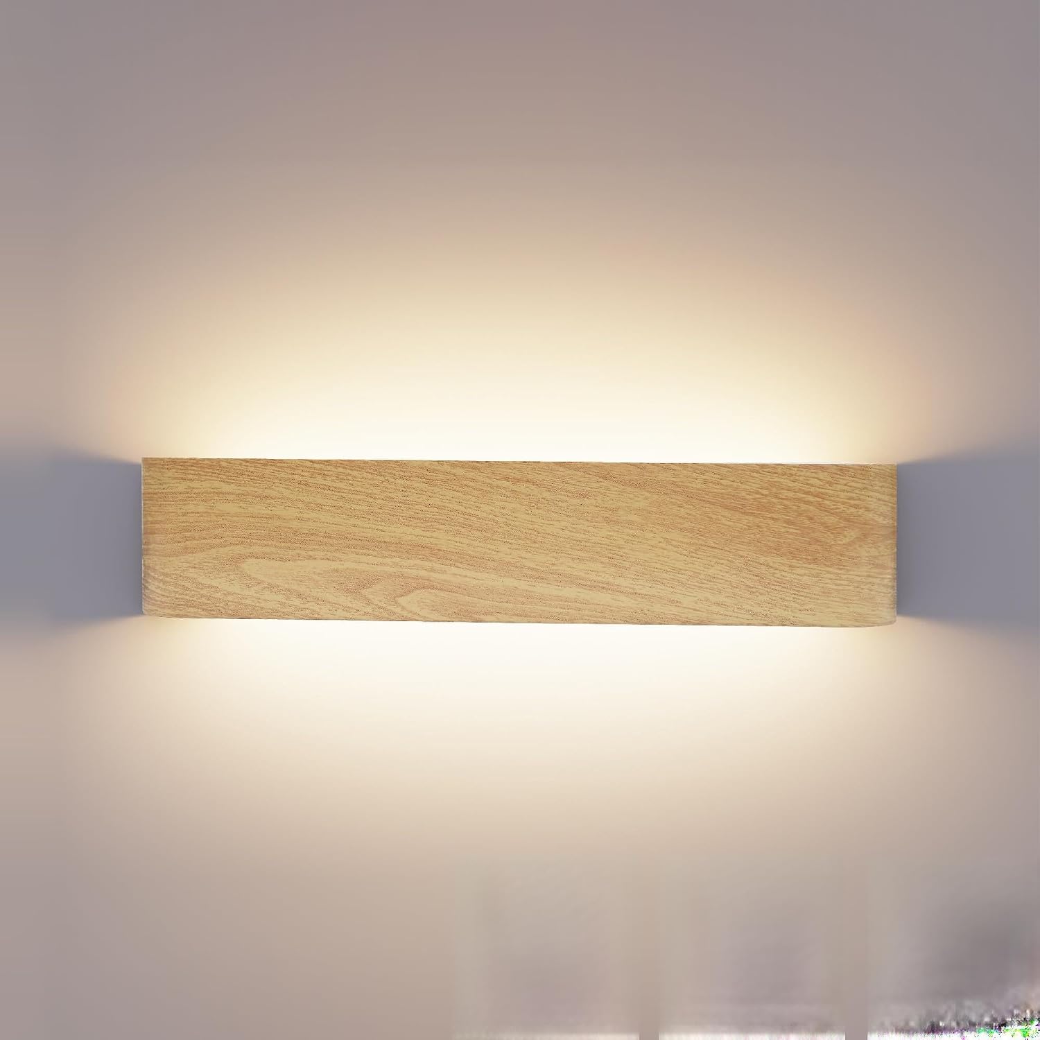 Indoor LED Wall Light 24W/16.14 inch, Up Down Wall Sconce, 3 CCT Adjustable with Memory Function, Slim Aluminium Wood Grai Wall Lamp, Key Switch for Living Room Hallway Staircase ﻿ [Energy Class F]