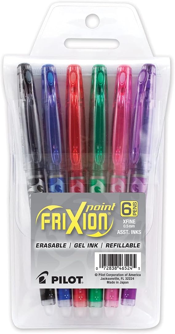 PILOT, Extra Fine Point 0.5 mm, Pack of 6, Assorted Colors