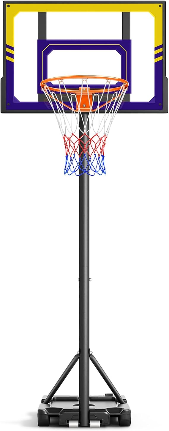 Basketball Hoop for Kids TONBUX Portable Adjustable 7FT Kids Basketball Hoop and Stand for Backyard Driveway Indoor Outdoor, Shatterproof PC Backboard, On Wheels