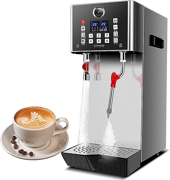4 in 1 Commercial Steam Milk Frother Milk Steamer Machine Electric Fully-Automatic Coffee Foam Maker Frothing Machine with 12L Capacity for Coffee, Milk Tea