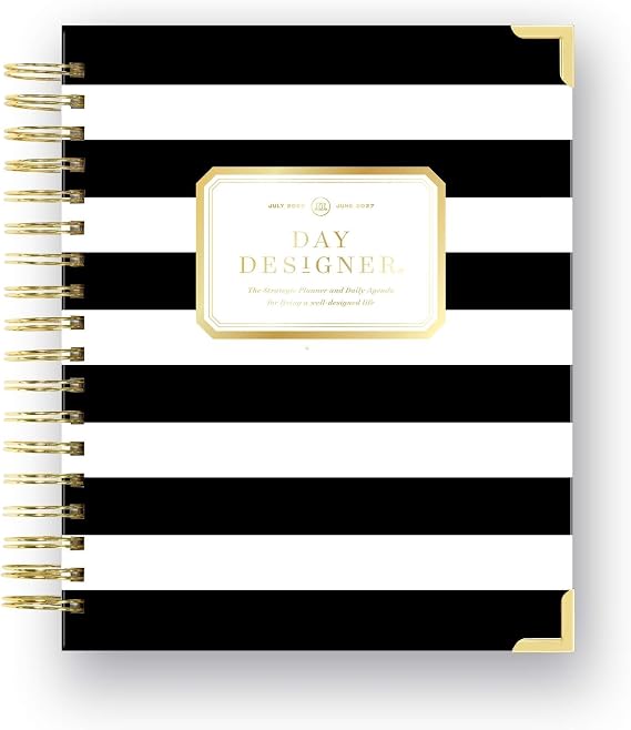 Day Designer 2026-2027 Daily Academic Planner, 7.4" x 9.5", Black Stripe