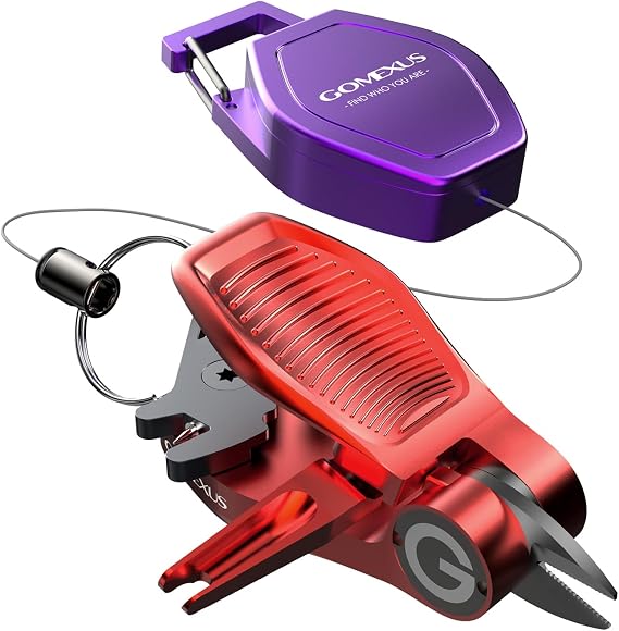 GOMEXUS Sharkbite Fishing Line Cutter with Retractors and Fishing Knot Tying Tool and Hook Eye Cleaner, Fly Fishing Nippers