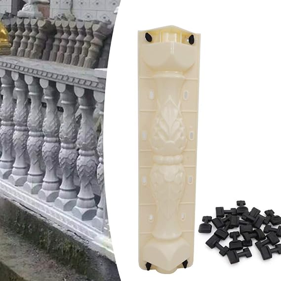 Roman Cement Railing Moulds Balustrades Mold, 2Pcs Front Rear Moulds DIY Column Balcony Fence Balustrade Mold for Concrete Plaster Cement PVC Plastic Casting Garden (Style 1)