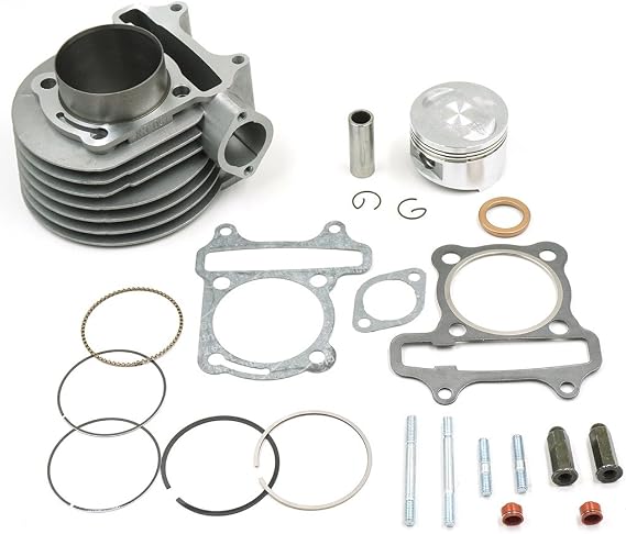 Glixal GY6 150cc 57.4mm Cylinder Rebuild kit with Piston Set | Big Cooling Fins, Compatible with 4 Stroke 152QMI 157QMJ Engine Taotao Jonway Znen Lance Roketa Scooter ATV Moped and Go-Kart