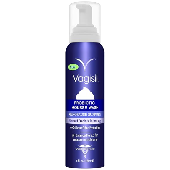 Vagisil Menopause Probiotic Mousse Wash, For Mature Microbiome, 6 Fl Oz