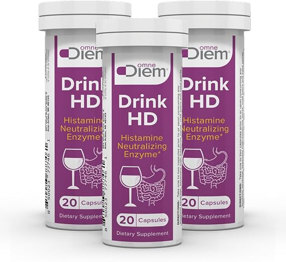 Omne Diem DrinkHD DAO Enzyme with Diamine Oxidase (60 Count) - 3 Pack of 20 Count