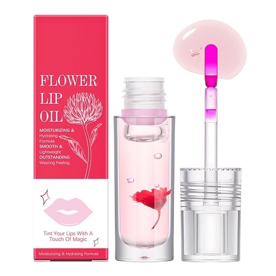 Flower Lip Oil, Hydrating Lip Glow Oil, pH Color Changing Lip Oil, Long Lasting, Transparent, Plumping, Moisturize your lips and Reduce lip lines #5