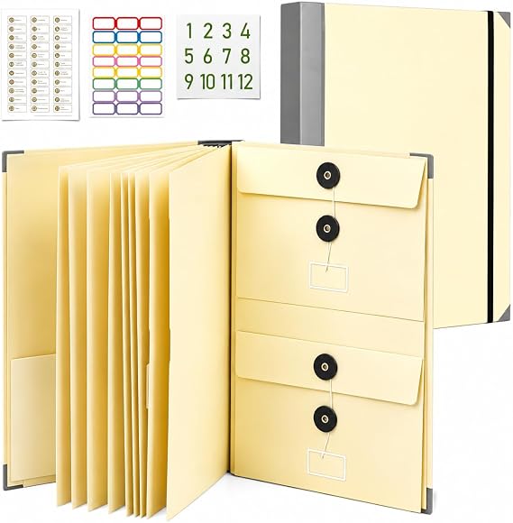 Important Document Organizer, Binder with Guided Labels and 12 Pockets