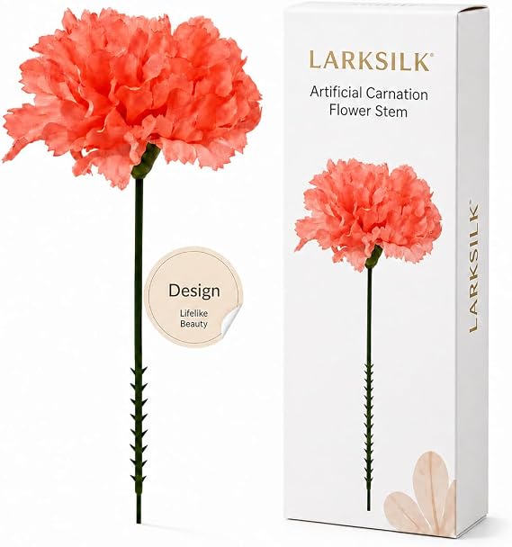 Larksilk Artificial Carnations, Peach, 3.5-Inch, 100-Pack