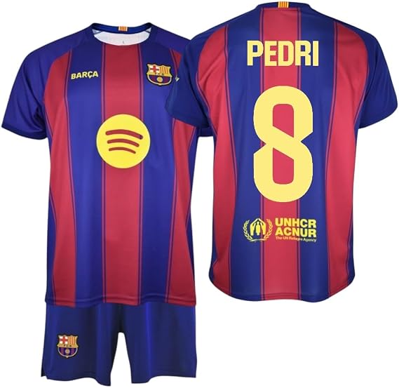 FC Barcelona Children's Set 8 Pedri 1st Team 25/26 Official Replica - Kids Set with T-Shirt and Trousers Blaugrana