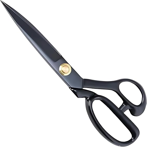 Professional Fabric Scissors - Heavy Duty Sewing Shears with High Carbon Steel Blades for Precise Cutting, Tailoring,Crafts, Industrial Strength Use, Sharp Precision Dressmaking Tools (Black, 20 cm)