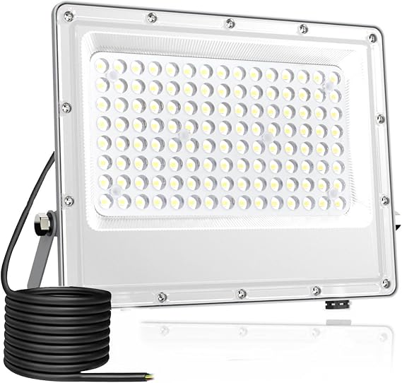 100W LED Floodlight Outdoor,Super Bright 10000LM 144 LED Security Light,6500K Daylight White IP65 Waterproof Work Light Outside Spot lights for Garage,Garden,Yard,Sportfield,Corridor,Workshop [Energy Class E]