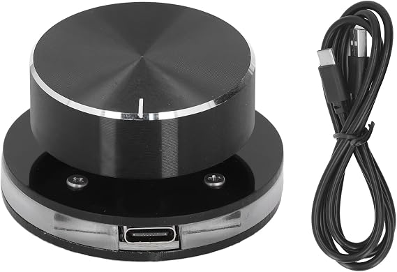 USB Volume Control Multimedia Controller Knob, Speaker Audio Multimedia Volume Remote Control Adjuster with RGB Light, Type C Interface, Customizable, Support Shortcut Keys