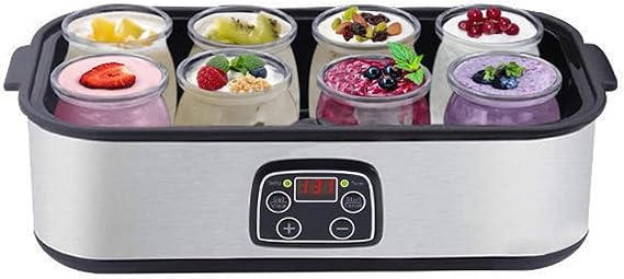 Yogurt Maker, Automatic Digital Yoghurt Maker Machine with 8 Glass Jars, LCD Display Greek Yogurt Maker with Adjustable Temperature & Time Control, Stainless Steel Cheese Maker (110V)