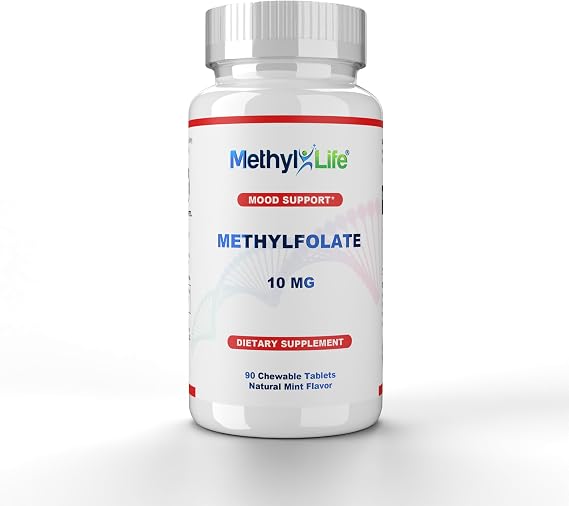 Methyl-Life L-Methylfolate 10 mg - Chewable Active Folate Tablets with ultrapure Form of Cerebrofolate (L-5-MTHF, Calcium) | Vegan, Non-GMO, Gluten-Free | 90 Chewable Tablet