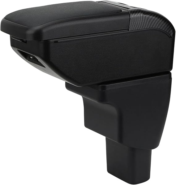AULPHIKE Compatible with Hyundai i10 Armrest 2007-2017 Car Center Console Organizer Armrests Double Layer Storage with USB Ports(Black Style)