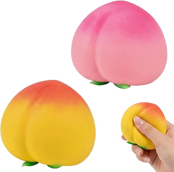 2 PCS Peach Squishy, Jumbo Squishies, Squishy, Slow Rising Squishies in Pink and Yellow Colours
