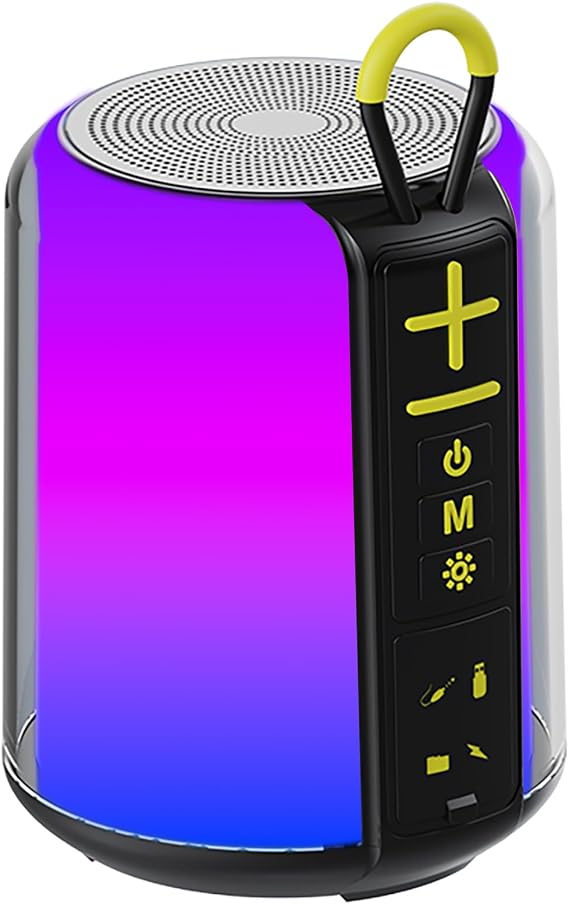 Portable Bluetooth Speaker with 8W Loud Stereo Sound, RGB Light, TF-Card/USB Flash Drive/AUX Input, Wireless BT 5.3 Dual Stereo Pairing, for Home Outdoor Travel | Mini Wireless Speaker with TF Card / USB Flash Drive Playback, Compact Design for Travel, Camping, Party, Bedroom, Home