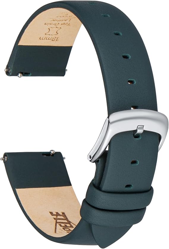 Leather Watch Strap Bands Quick Release, Ultra-Soft Top Grain Nappa Leather Watch Straps for Women Men, Choice of Width 12mm 14mm 16mm 18mm 20mm 22mm for Watch & Smartwatch