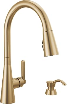 Delta Faucet Boyd Kitchen Faucet with Soap Dispenser, Kitchen Faucets with Pull Down Sprayer Gold, Kitchen Sink Faucet with Magnetic Docking Spray Head, Champagne Bronze 19893Z-CZSD-DST