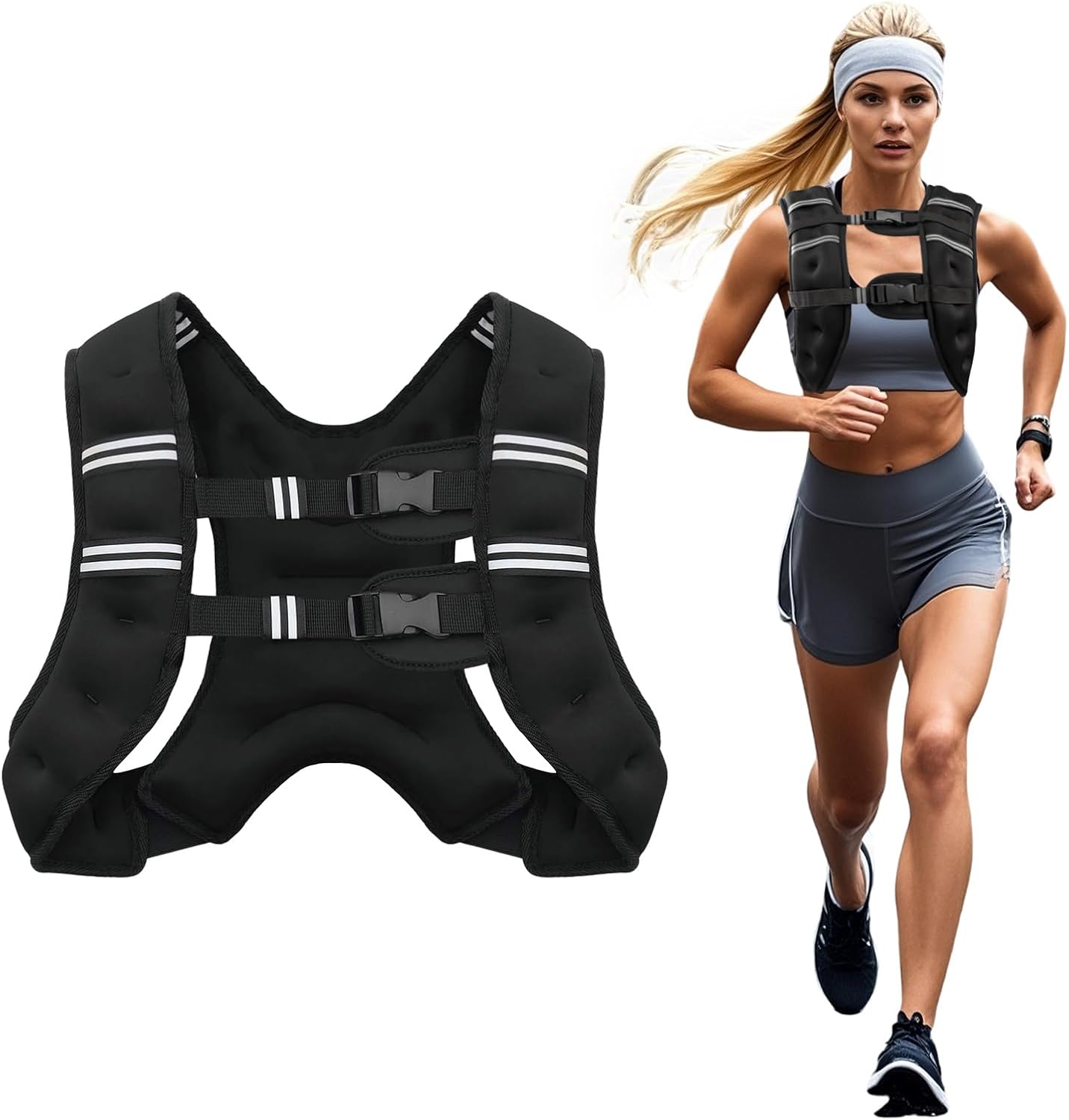 Weighted Vest, 6lb8lb12lb16lb20lb25lb30lb Weight Vest for Men Women, Body Weight Vests Adjustable with Reflective Stripe for Strength Training, Running, Training Workout, Jogging, Walking