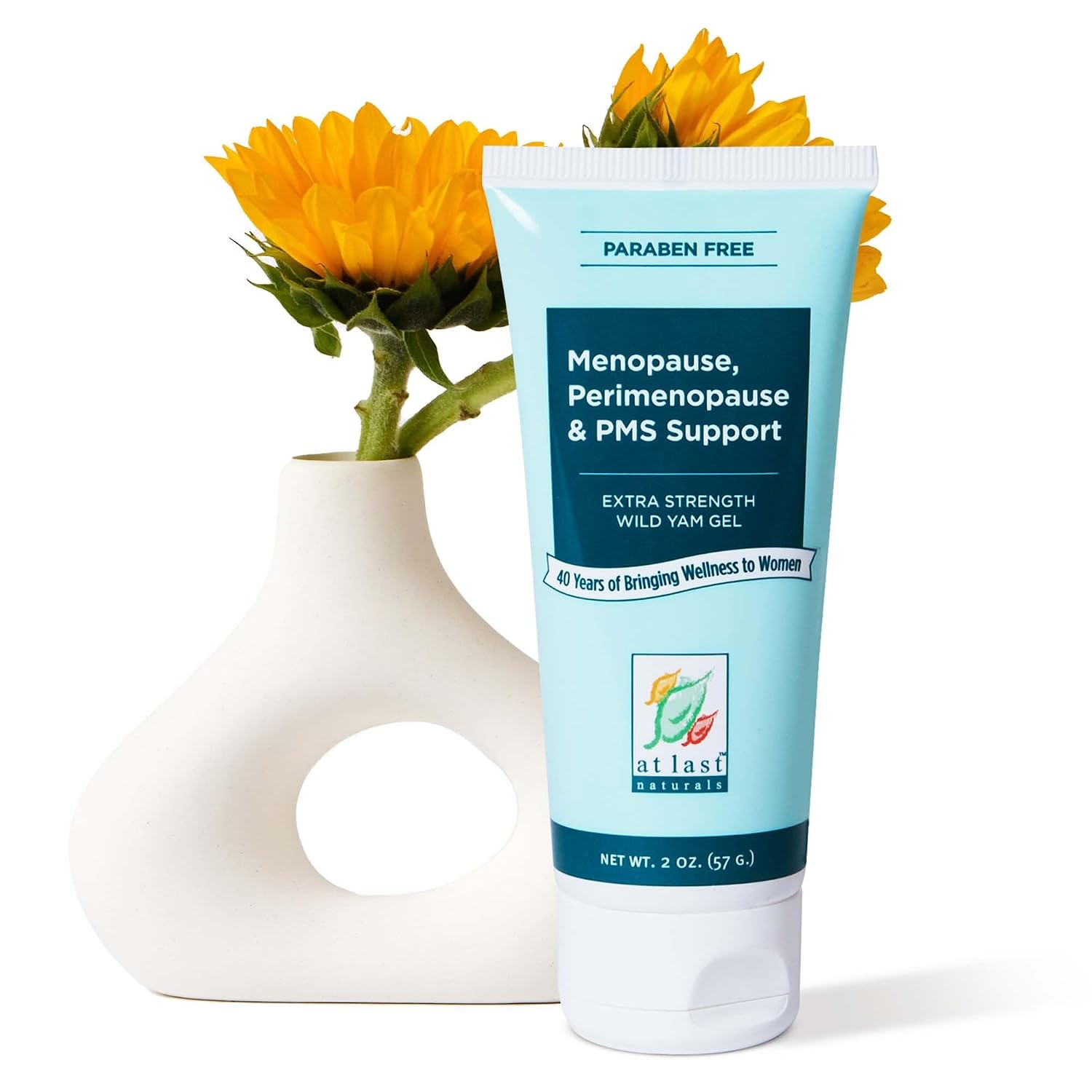 At Last Naturals Wild Yam Gel Extra Strength Menopause Relief, Perimenopause Support and PMS Relief, Can Help to Naturally Reduce Hot Flashes 2 oz, 1 Pack