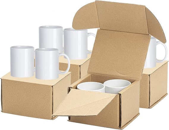 PYD Life 8 Pack Sublimation Mugs Blanks 11 OZ Coffee Mugs White Ceramic Photo Cups Bulk for Cricut Mug Press Print | Tazas Para Sublimacion Coffee Mugs with Printable Handle, for Mug Tumbler Heat Press Sublimation Oven Printing