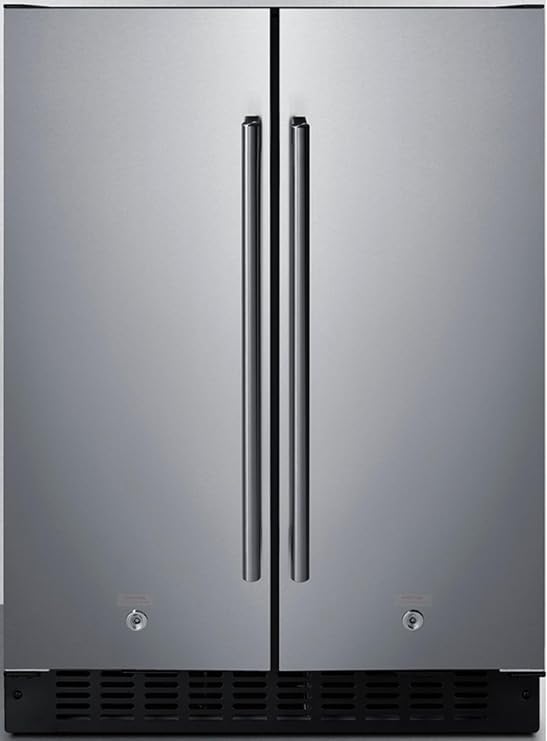 Summit 24" French Door Refrigerator Freezer - Stainless Steel - FFRF24SS | 3.78 cu.ft. Capacity, Seperate Sections, Digital Thermostat