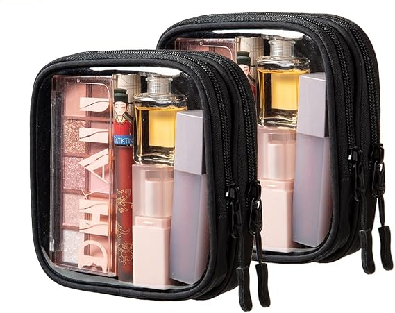 Mini Double-layer Makeup Bags Small Clear Toiletry Bag,Tiny Clear Cosmetic Bags Jewelry Storage Pouch Snack Bag Gift Bag(2)