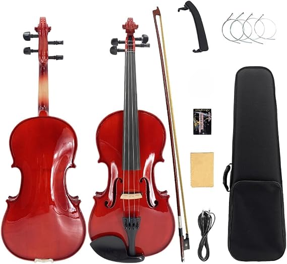Yinfente Acoustic Violin Electric Violin 4/4 Full Size Violin 4 String Maple Spruce For Student,Violin For Beginners violin Case,Brazilwood Bow,Cable,Cleaning Cloth,Rosin,Bridge