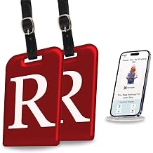 tag8 2 Pack Luggage Tags for Suitcases, 26 Initial Letter Travel Luggage Baggage Identification Labels ID Tag with Global Loss Recovery Service | Airline Compliant | SITA World Tracer Code Enabled (R)