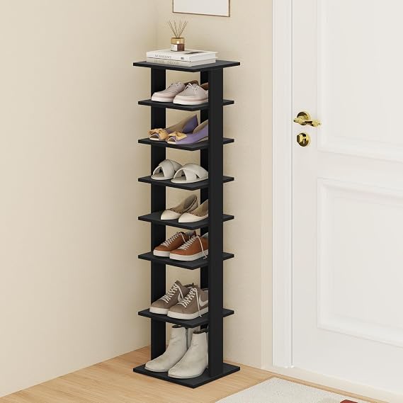 Tangkula 8-Tier Vertical Shoe Rack, Holds 7 Pairs
