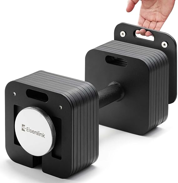 Eisenlink Adjustable Dumbbells, 10-50/80lbs, 5pound Increments Quick-Lock Square Weight set for Home Gym Fitness