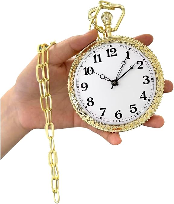 Honcloud 3.7'' Gold Pocket Watch Prop Themed Costume Accessory