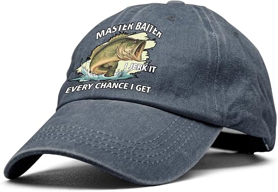 XQLZY Like Fishing Adjustable Baseball Cap, Retro Cotton Hat for Men Women, Funny Fish Gifts for Fisherman Baiter Master (Washed blue012)