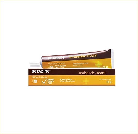 Betadine Antiseptic Cream 5% Povidone-Iodine (0.5 Ounces) Topical Agent to Kill Germs, and for Prevention of Infection in Minor Burns, Cuts and Abrasions for Infection Control During Dressing Change